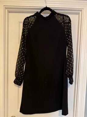AS IS - Tommy Hilfiger Black Dress with Gold Dot Sheer Sleeves